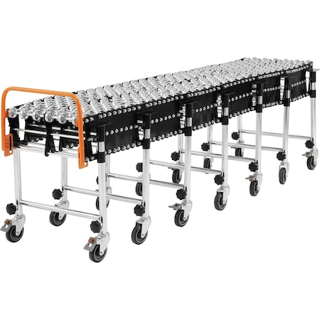Global Industrial 6'2 to 24'8 Portable Flexible & Expandable Conveyor - Steel Skate Wheels - 175 Lbs. Per Foot 168112